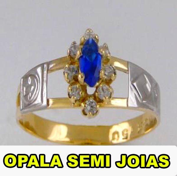 Anel Formatura Pedra Zafira Azul 18 K