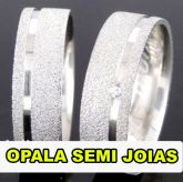 Par de Aliança Ouro Branco Trabalhado