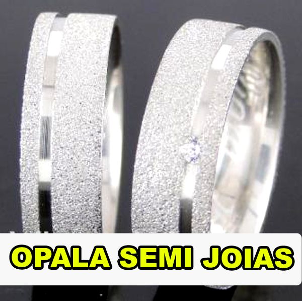 Par de Aliança Ouro Branco Trabalhado